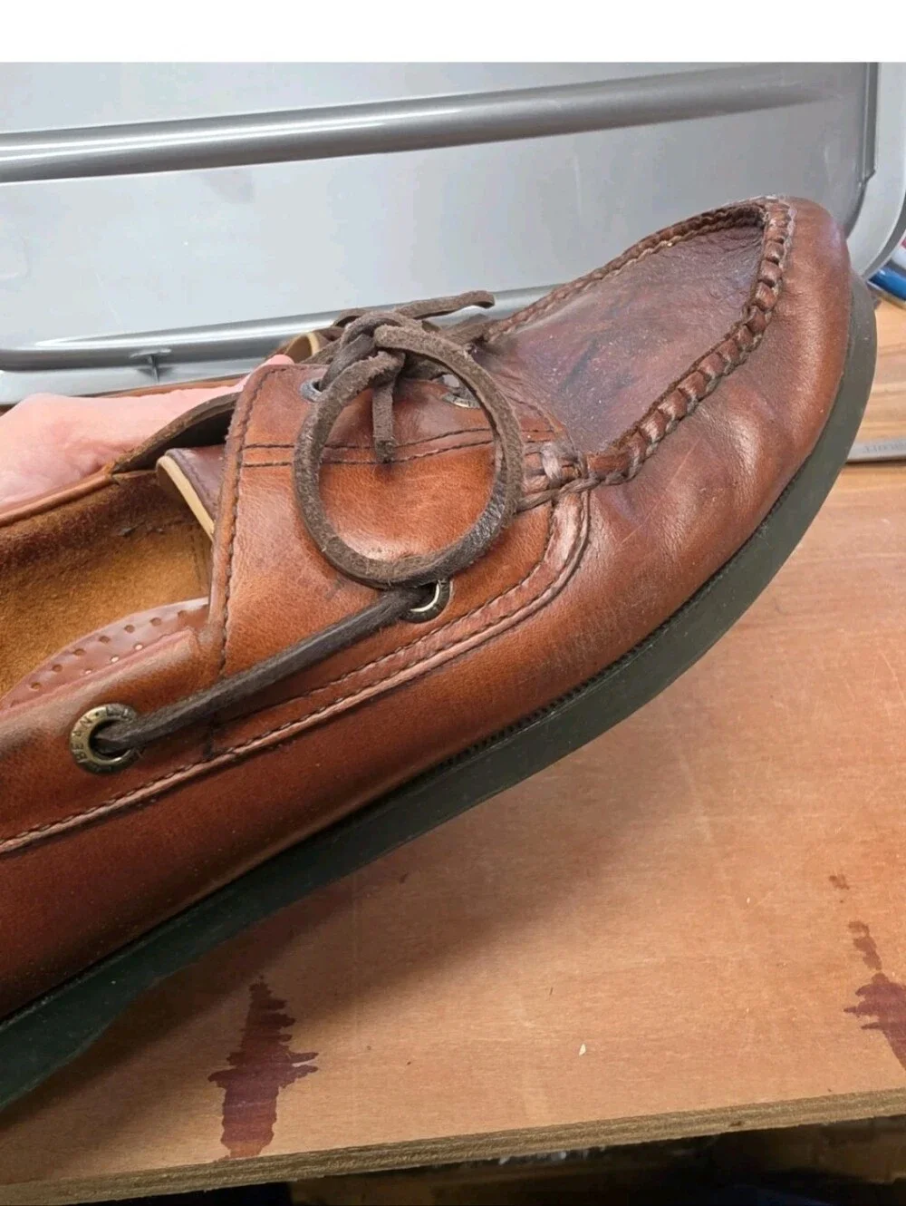 LL Bean Boat Shoes Mens 13D Brown Leather Casco Bay Moccasin Loafers Casual